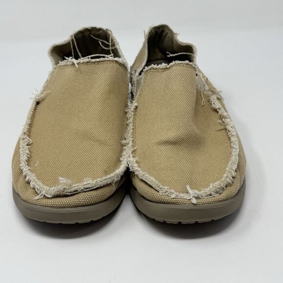 Crocs Santa Cruz Shoes Mens 10 Tan Brown Canvas Slip On Loafers Comfort Preppy main image 5